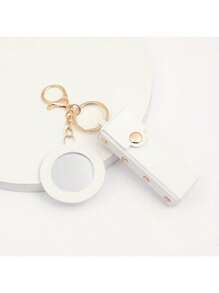 别致的守护者钥匙扣 - 时尚小镜子，优质 PU 皮革袋，保护和整理，完美的便携式化妆配件。多色钥匙扣，带镜袋、钱包、钱包配件钥匙扣吊坠。1 件独特设计钥匙扣包吊坠、实用钥匙扣、时尚包吊坠、精致花朵图案、小镜子吊坠 - 棕色 - 查看 8