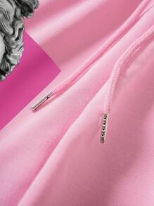 SHEIN EZwear 女性加大碼寬鬆粉色雕塑印花短褲 - 粉色 - 查看 5