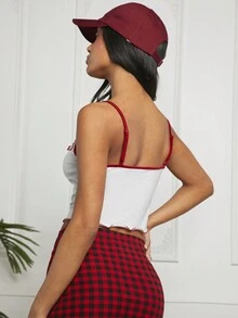 SHEIN EZwear Của phụ nữ Trắng Dệt kim Áo ba lỗ - Màu Đỏ Sâu - Xem 2