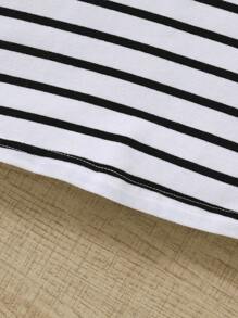 SHEIN Leap Crew 3pcs Baby Girls Casual Versatile Solid Stripe Ruffle Trim Top Set - Multicolor - View 3