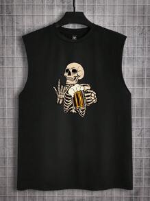 Manfinity LEGND 男士骷髅图案印花无袖背心，带尺码，适合度假