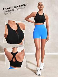 Lifespree Women's Sports Underwear, Shaping Running Beauty Back Bra, Yoga Vest, Moisture Wicking Fitness Top - Black - View 3