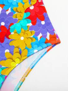 Teen Girls' Floral Print Swimwear Set, Bathing Suit Beach Outfit Music Festival Summer Vacation - Multicolor - View 7