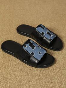 Nam Dép xăng đan 2024 Mới Ngoài trời Chống trượt Đáy mềm bờ biển Giày dép , Giải trí Mặc - màu đen - Xem 6