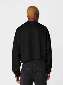 SUMWON Crop Fit Crew Neck Sweatshirt - Black - View 2