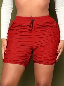 SHEIN SXY Pantaloni scurți plisați de damă, culoare uni