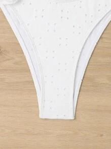 SHEIN Swim Ladies' One Shoulder Bikini Set With 3d Flower Decor, Beach Outfit Bathing Suit Summer - White - View 6