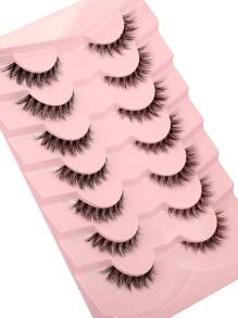 Himirell 7pairs/set 5-12mm Natural Cross Style Simple Sparse Transparent Stem False Eyelashes Suitable For Parties, Festivals