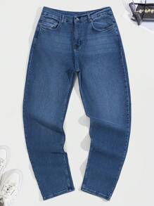 RueChic Men Slant Pocket Skinny Jeans - Medium Wash - View 1