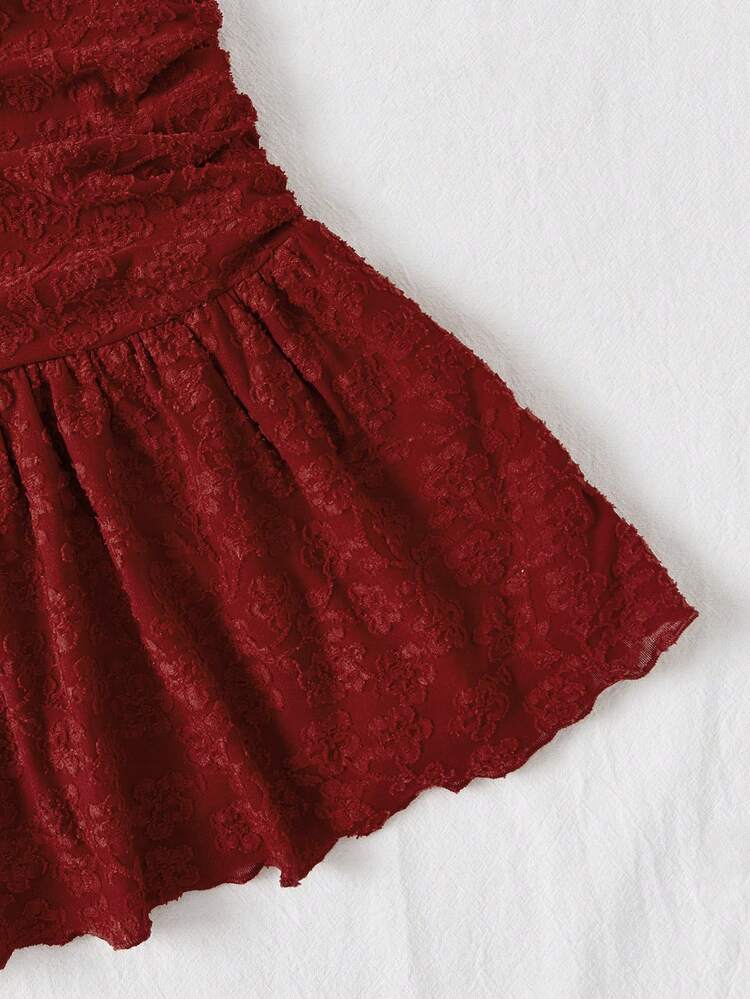 Women's Spring/Summer Casual Vacation Puff Sleeve Shirred Top And Skirt Set