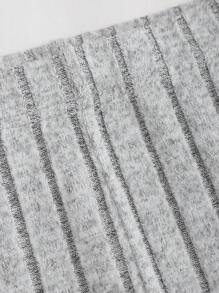 Sweetra Conjunto de parte superior sin tirantes con dobladillo asimétrico y pantalones para mujer - Mono acanalado gris de punto para invierno - Gris - Ver 4