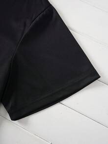 SHEIN Essnce Kích thước lớn Của phụ nữ Hoa cúc & In thư Ngắn tay Áo thun - màu đen - Xem 5