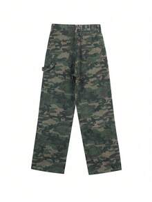 女士迷彩直筒牛仔裤 休闲春季款 - 軍綠色 - 查看 3