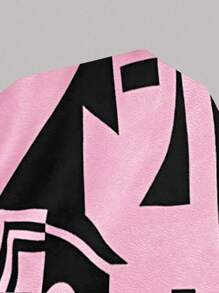 SHEIN LUNE Abrigo Con Capucha De Manga Larga Con Cierre De Cremallera Para Mujer De Talla Grande Con Estampado Geométrico - Multicolor - Ver 3