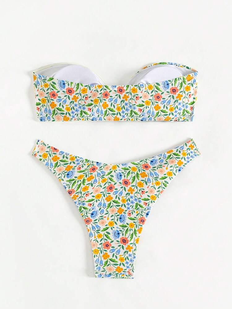 Floral Patchwork Two Pieces Bikini Set Summer Beach