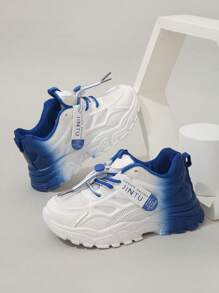 兒童時尚噴漆對比色系帶運動鞋 - 藍色 - 查看 5