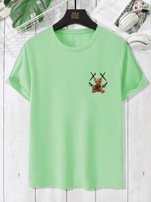 Manfinity LEGND Men's Cartoon Printed T-Shirt - Green - View 3