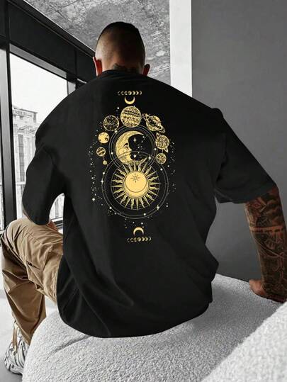 Men's Fashion Graphic Print Round Neck Casual Commuter T-Shirt