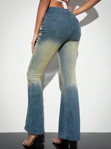 SHEIN BAE 性感熱辣流蘇低腰喇叭牛仔褲