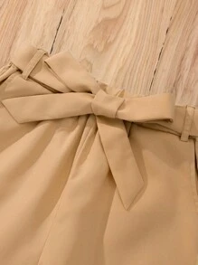 Teen Girl Summer Casual Vest, Shorts, And Waistcoat Three Pieces Set - Khaki - View 6