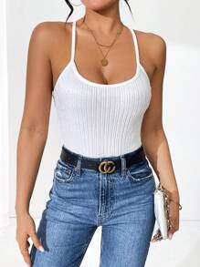 Breezaya 紋理面料露背連身衣 - 白色 - 查看 6