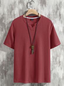 Manfinity Homme Men's Solid Color Texture Fabric T-Shirt