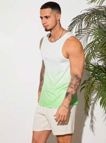 Manfinity VCAY Men's Casual Ombre Print Tank Top - Green - View 4