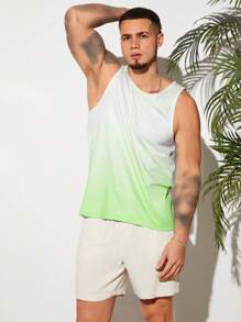 Manfinity VCAY Men's Casual Ombre Print Tank Top - Green - View 3