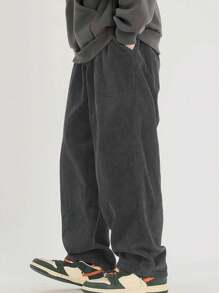 Chillumni Men's Loose Corduroy Pants - Dark Grey - View 4