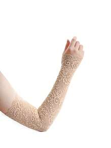 1 双女士时尚简约长款蕾丝袖套，透气轻薄袖套，新娘袖套，派对袖套，服装配饰