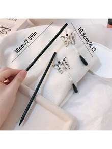 1 Pieza Nueva Horquilla De Mariposa De Tinta De Estilo Chino, Delicado Accesorio Para El Cabello Para Los Amantes Del Diseño Único - Multicolor - Ver 2