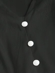 Sweetra Camisa De Mujer De Manga De Farol unicolor Y Cintura Ajustada