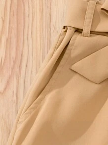 Teen Girl Summer Casual Vest, Shorts, And Waistcoat Three Pieces Set - Khaki - View 4