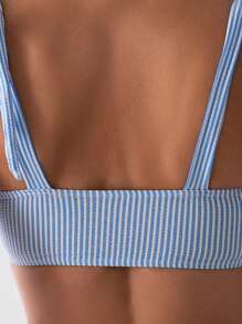 Swim Mod 女士条纹肩结比基尼套装，比基尼套装泳装泳衣沙滩装夏季度假，夏季海滩