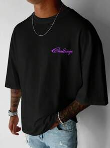 Men's Slogan Car Graphic Round Neck Casual Commuter T-Shirt - Black - View 3