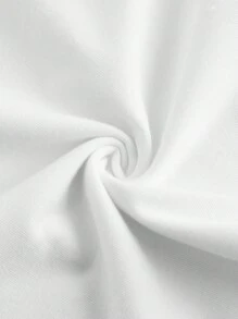 SHEIN Unity Solid Color Square Neckline Pleated Lace Trim Slim Fit Short Sleeve T-Shirt - White - View 3