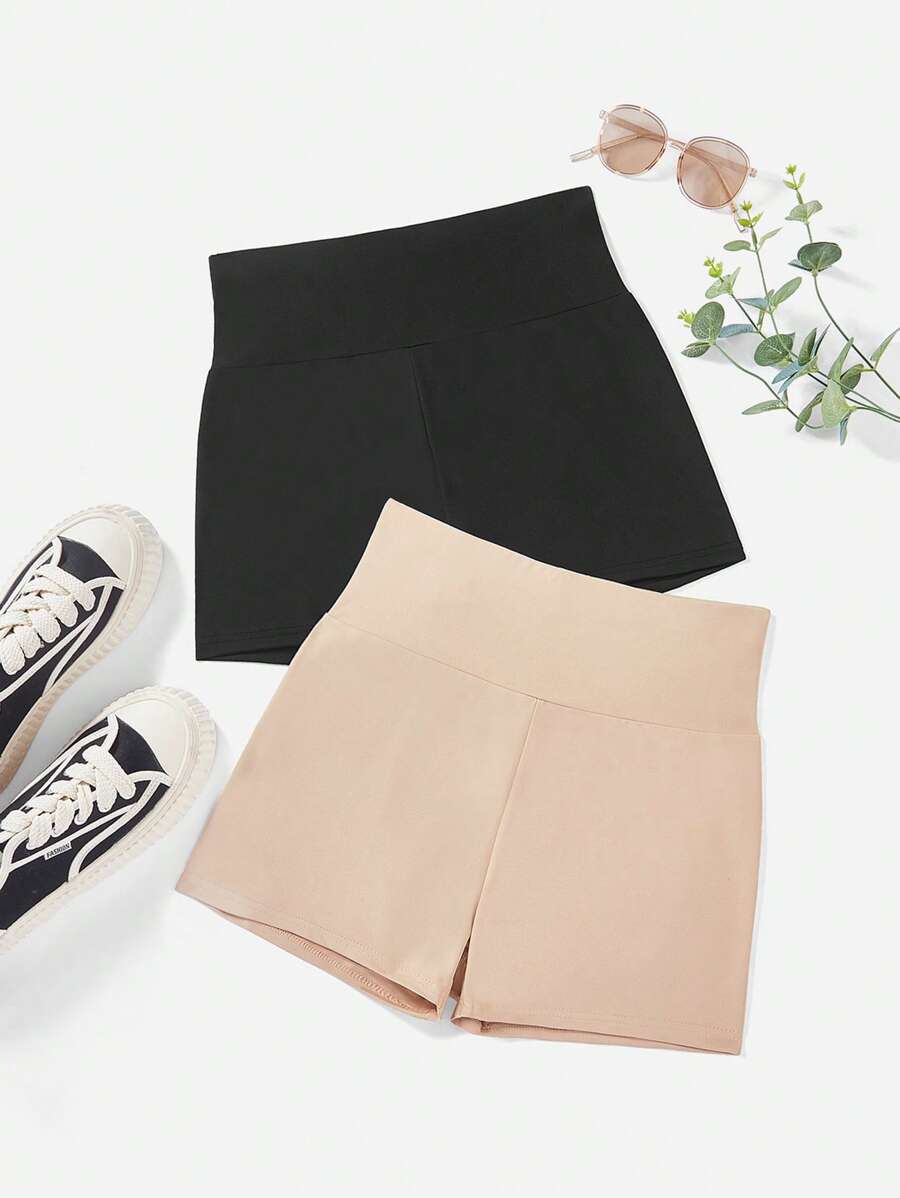 CovetEZ 2 szt./zestaw Plus Size Super krótkie elastyczne legginsy - Wielokolorowe - Zobacz 1