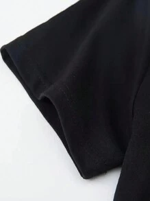 INAWLY Crown Pattern Short Sleeve T-Shirt Graphic Tees Women Tops - Black - View 4