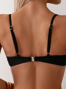 Swim Basics Bikini dây bện mảnh mùa hè đi biển - màu đen - Xem 3