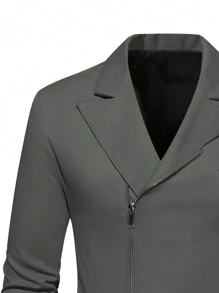 Manfinity Mode Traje sencillo para hombre con diseño de botones, mangas largas y pantalones estilo de negocios - Gris Oscuro - Ver 3
