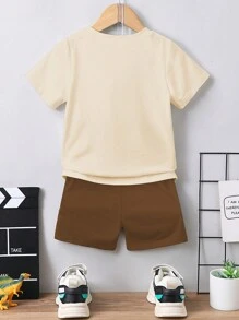 Bộ áo thun ngắn tay và quần short in chữ cho bé trai - Nhiều màu - Xem 2