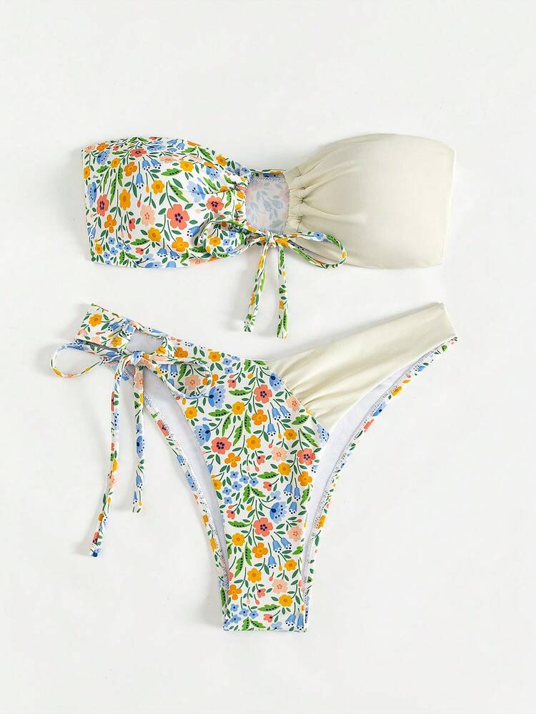 Floral Patchwork Two Pieces Bikini Set Summer Beach