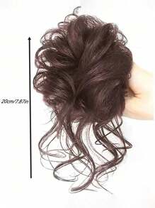 1 件女士花蕾球发髻自然蓬松接发带拉绳，马尾假发休闲，发饰，美发工具 - 棕色 - 查看 5