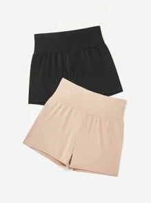 CovetEZ 2 szt./zestaw Plus Size Super krótkie elastyczne legginsy - Wielokolorowe - Zobacz 4