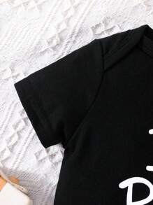 Spring/Summer Baby Girl 'i Love Mom & Dad' Romper Set, 2pcs - Black - View 7