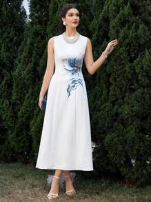 Modelyn 女士花卉印花連衣裙 - 白色 - 查看 1