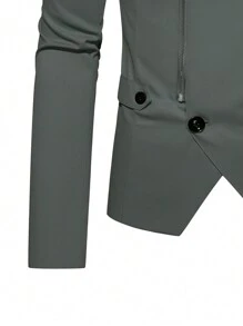 Manfinity Mode Traje sencillo para hombre con diseño de botones, mangas largas y pantalones estilo de negocios - Gris Oscuro - Ver 4