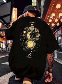 Áo thun nam cổ tròn in họa tiết thời trang thường ngày đi làm - màu đen - Xem 2