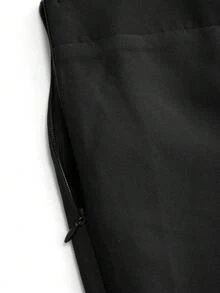 Calvaya Kích thước lớn Màu thuần Giải trí Quần ống loe - màu đen - Xem 3