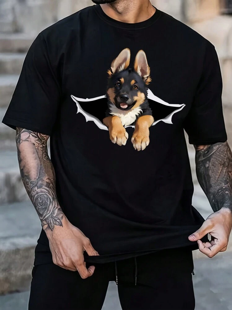 メンズtシャツ 犬柄 プリント | SHEIN JAPAN